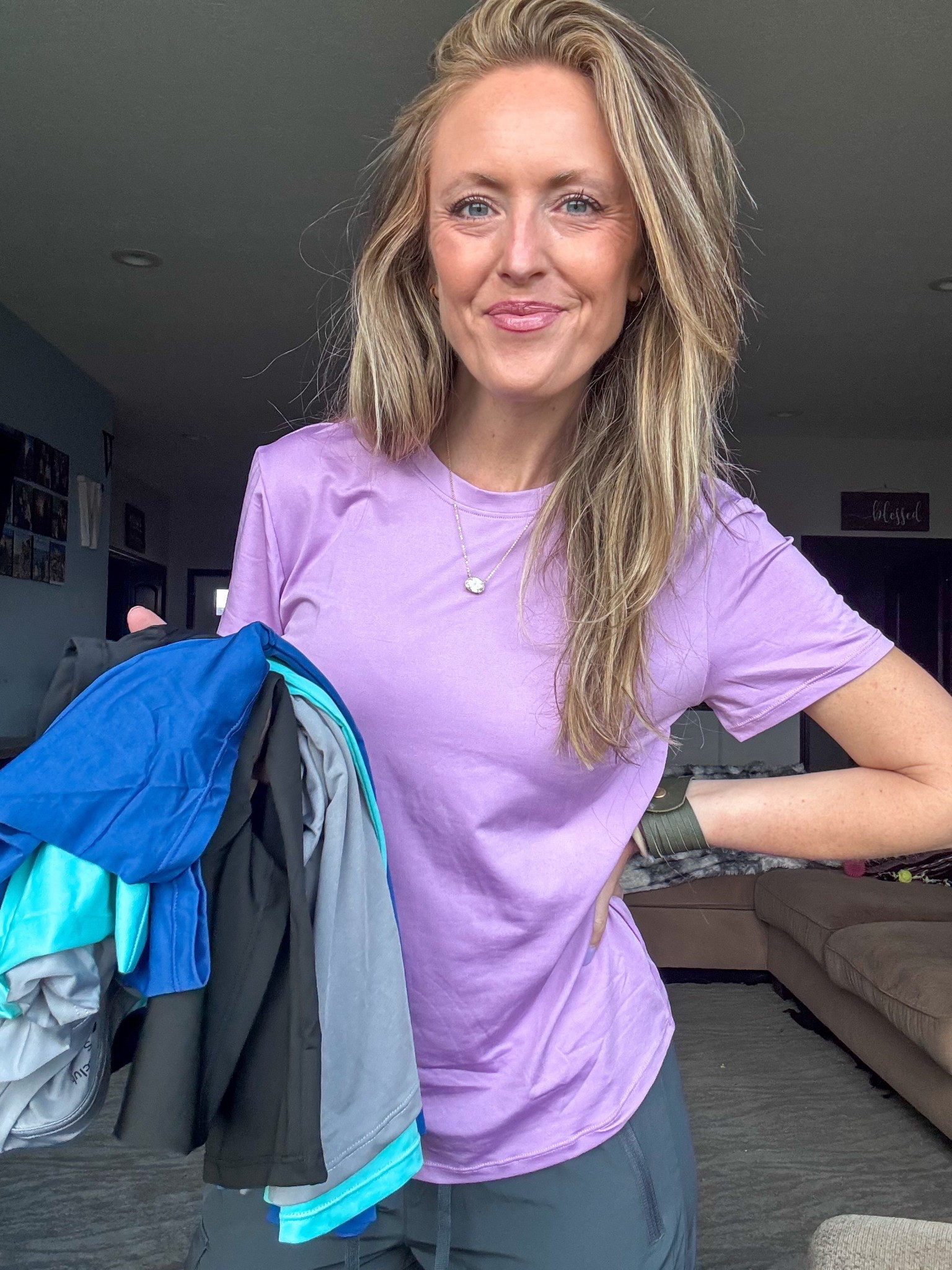 This dry fit crew neck tee comes in a 5 pack and the colors are all so good! 💜 Wearing a small.

As an Amazon Influencer I earn commission on qualifying purchases.

Workout crewneck top, dry fit top, mom style, casual top, best basics, spring style, gym outfit inspo 

#LTKootd #LTKMidsize #LTKfitnessgoals
