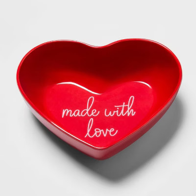 24oz Melamine Made With Love Heart Shaped Bowl Red - Opalhouse™ | Target