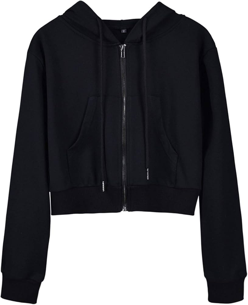 Yimoon Women's Casual Workout Long Sleeve Crop Tops Zip Up Hoodies Sweatshirts | Amazon (US)