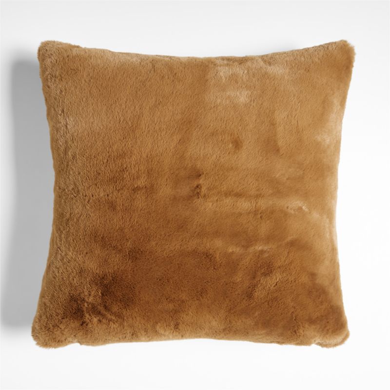 Brulee Brown Faux Fur 23"x23" Throw Pillow Cover + Reviews | Crate & Barrel | Crate & Barrel