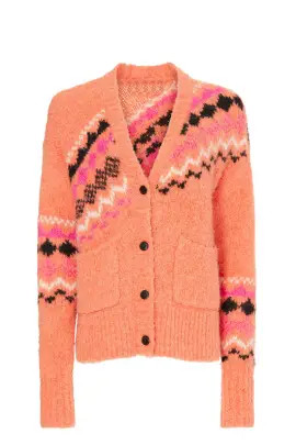 Orange Bette Fair Isle Cardigan | Rent the Runway