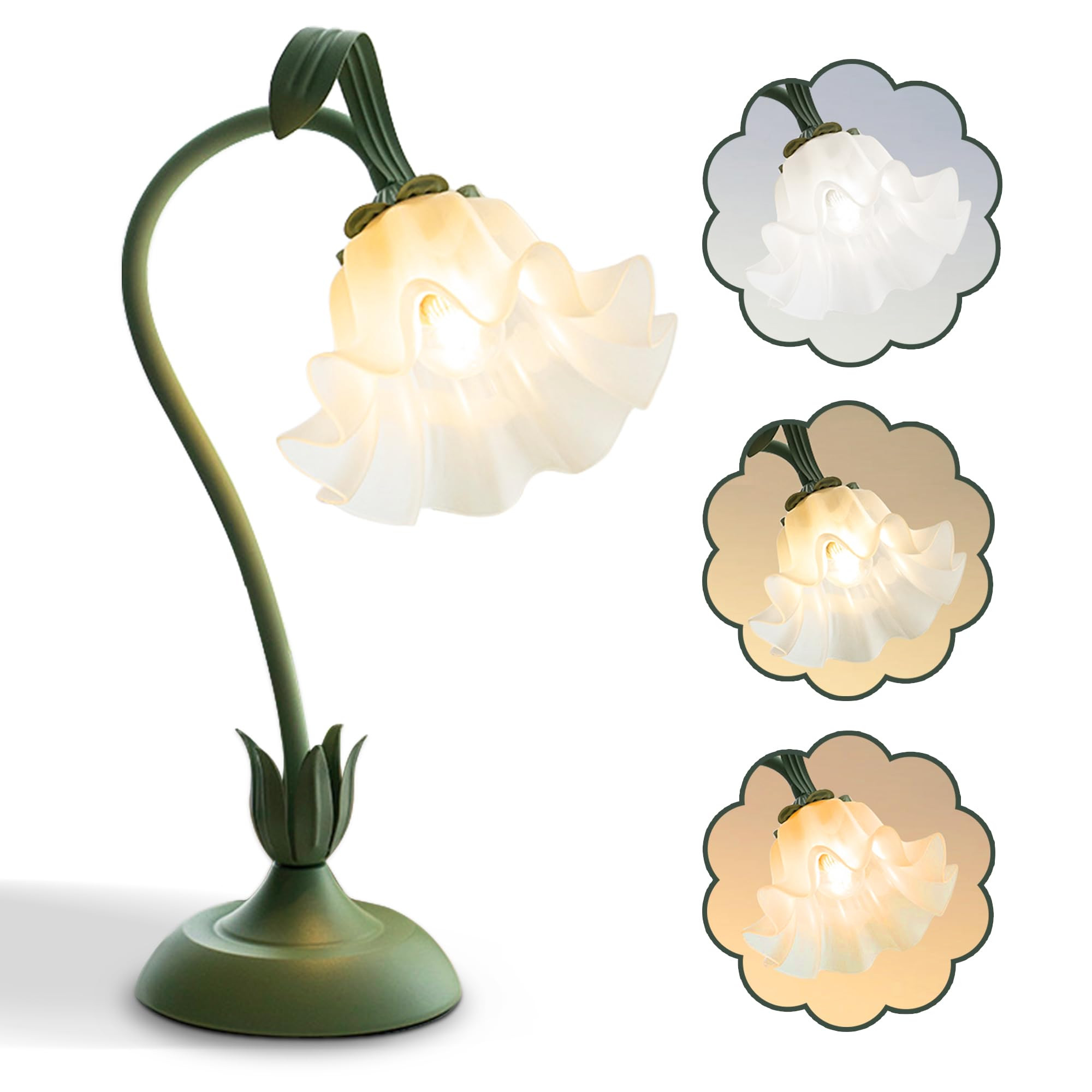 Flower Table Lamp,LED Reading Light Bedside Vintage Flower Night Light,3 Colors Modes Kawaii Beds... | Amazon (US)