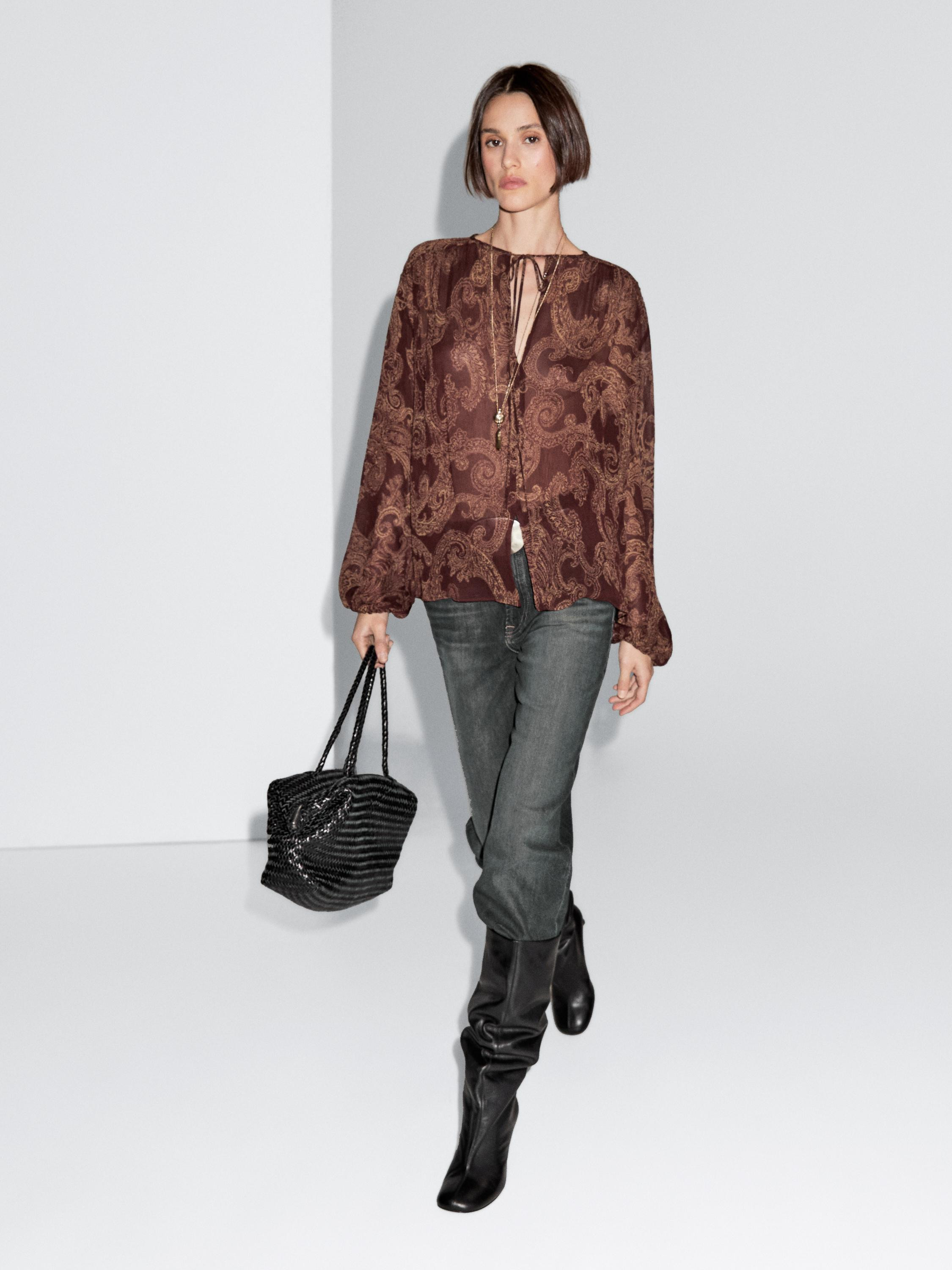 Flowing paisley print blouse | Massimo Dutti UK