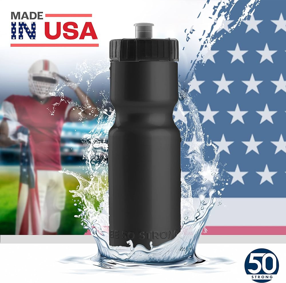 50 Strong Bulk Water Bottles | 24 Pack Sports Bottle | 22 oz. BPA-Free Easy Open with Pull Top Ca... | Amazon (US)