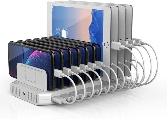 iPad Charging Station, Unitek 96W 10-Port USB Charging Dock Hub with Quick Charge 3.0, Charging S... | Amazon (US)