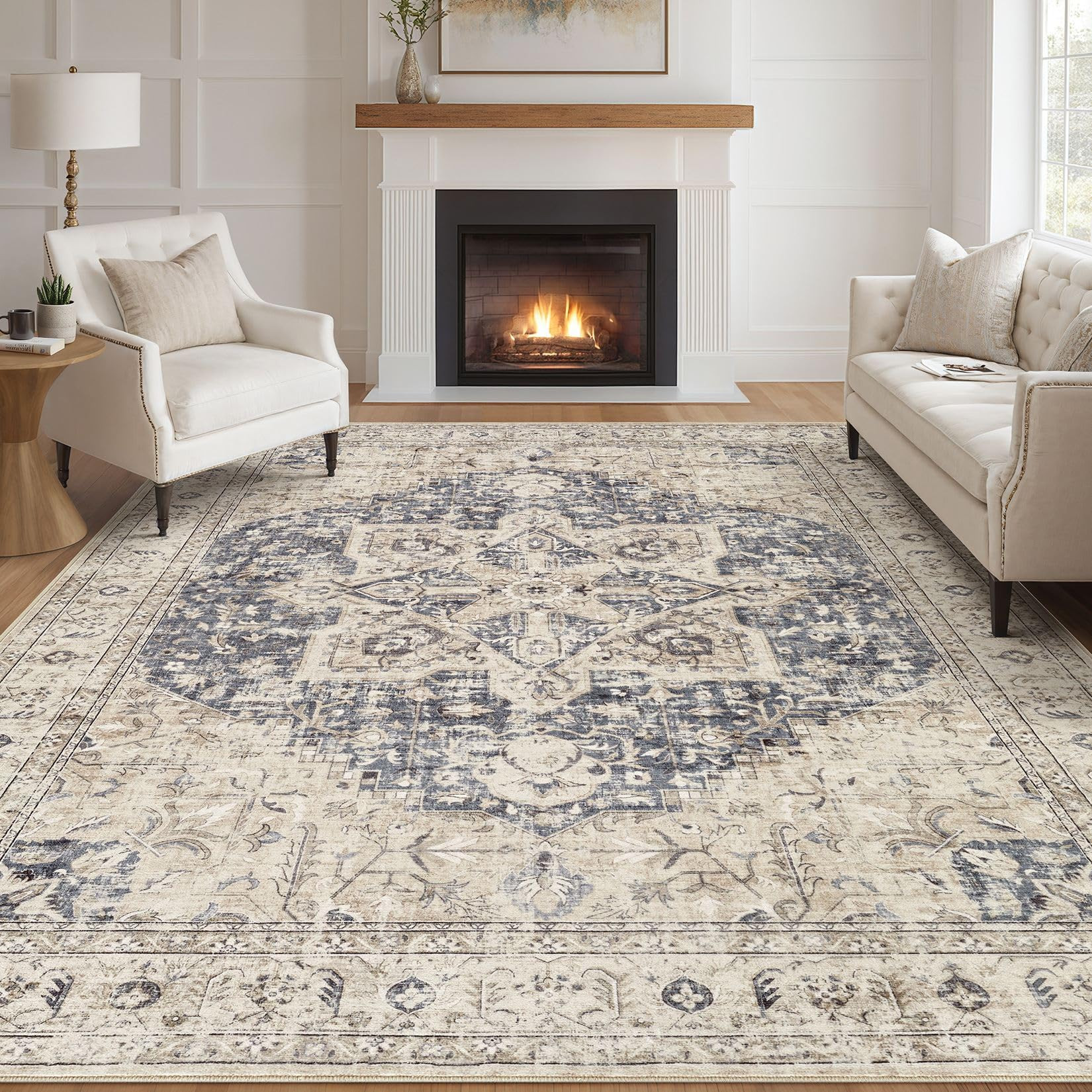 Tortania Area Rug Living Room Rugs - 10x14 Washable Boho Rug Vintage Oriental Distressed Farmhous... | Amazon (US)