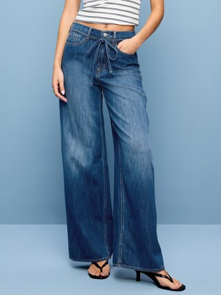 High-Waisted Drapey Wide-Leg Jeans | Old Navy (US)
