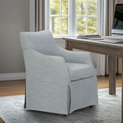 Bedford London Upholstered Skirted Dining Arm Chair with Hidden Casters | Wayfair North America