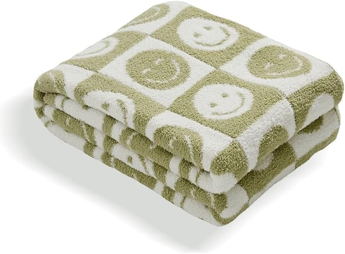 Baby Throw Blankets with Smiley Faces Checkered Reversible Soft Cozy Warm Blanket for Bed Sofa Tr... | Amazon (US)