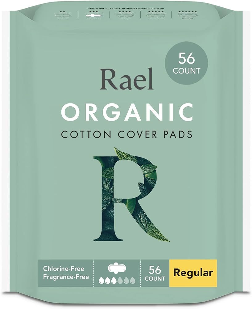 Rael Pads For Women, Organic Cotton Cover Pads - Regular Absorbency, Unscented, Ultra Thin Pads w... | Amazon (US)