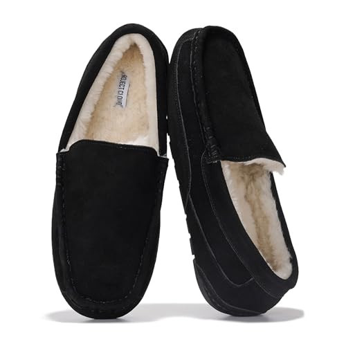 Project Cloud Mens Slippers 100% Genuine Leather with Memory Foam Insole Mens Shoes - Non-Slip and Lightweight Indoor and Outdoor Slippers for Men (Oswin, BLK, 8) | Amazon (US)