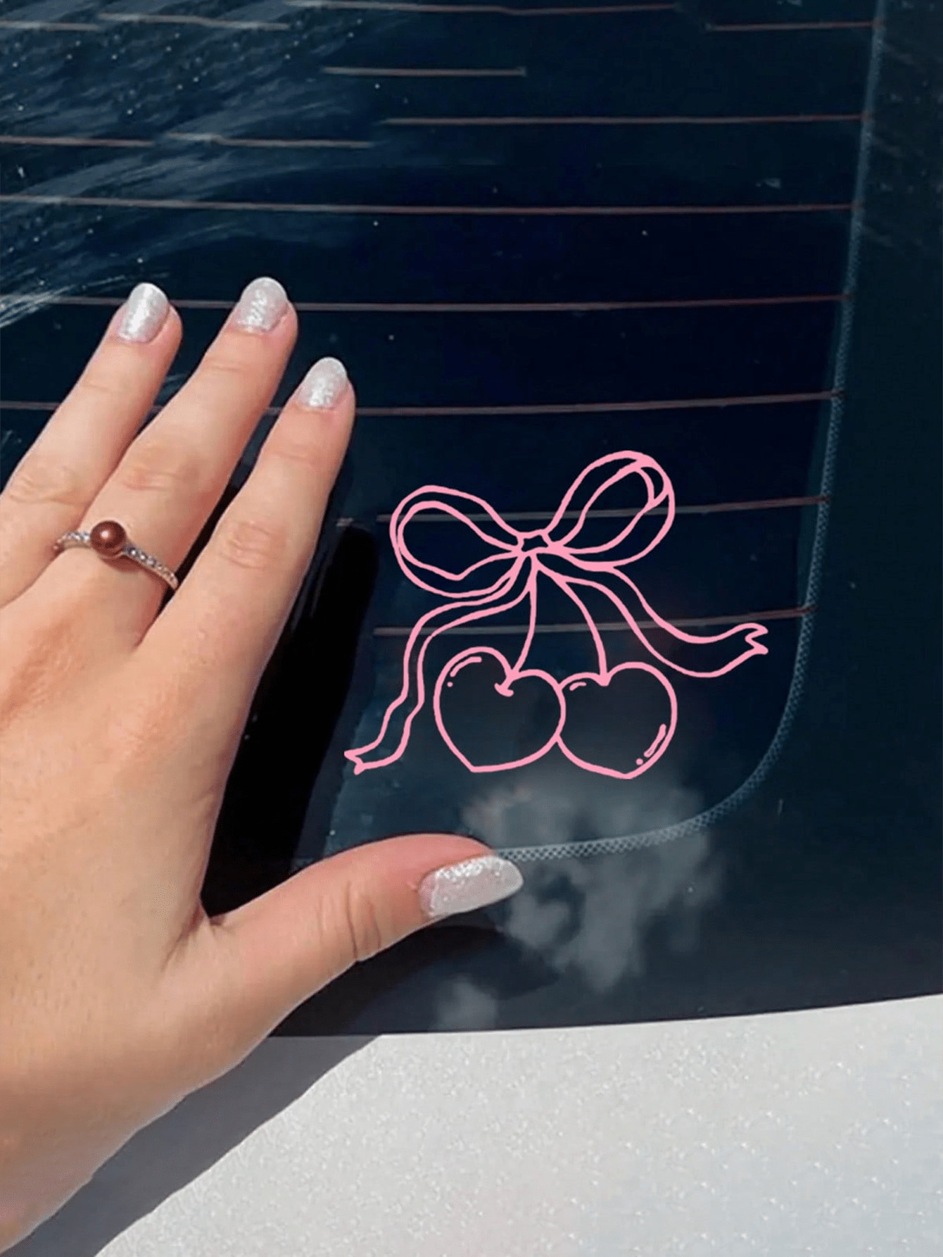 1pc Cherry Bow Vinyl Car Sticker, Auto Accessories, Fuel Tank Decal, Bumper Sticker, Car Decal | SHEIN