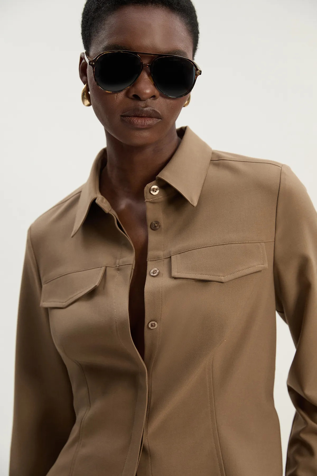 Viscose Blend Tailored Shirt | Karen Millen UK + IE + DE + NL