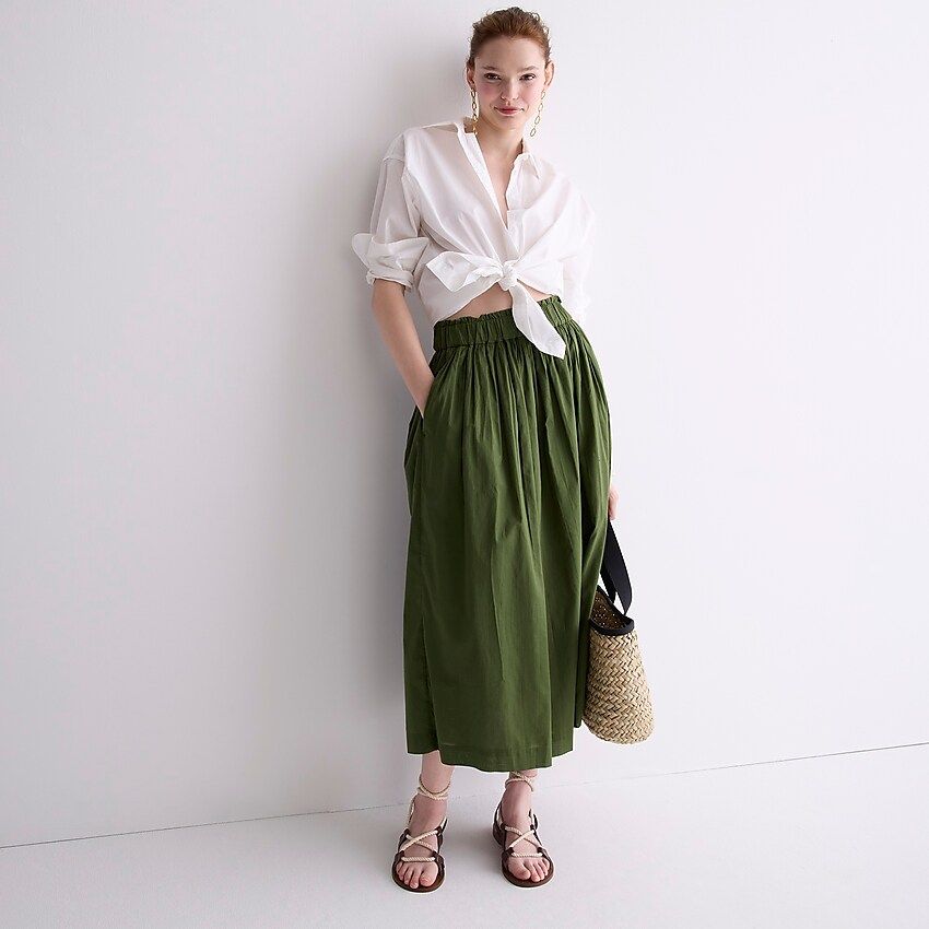 Pull-on cotton voile midi skirt | J.Crew US