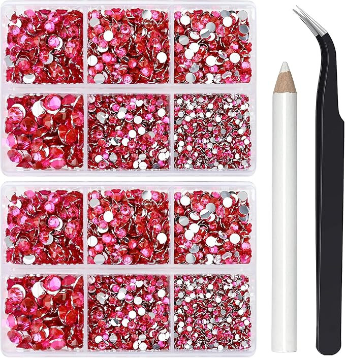 10000PCS Hot Pink Rhinestones for Crafts Shoes Clothes, Light Hot Pink Flatback Rhinestone for Na... | Amazon (US)