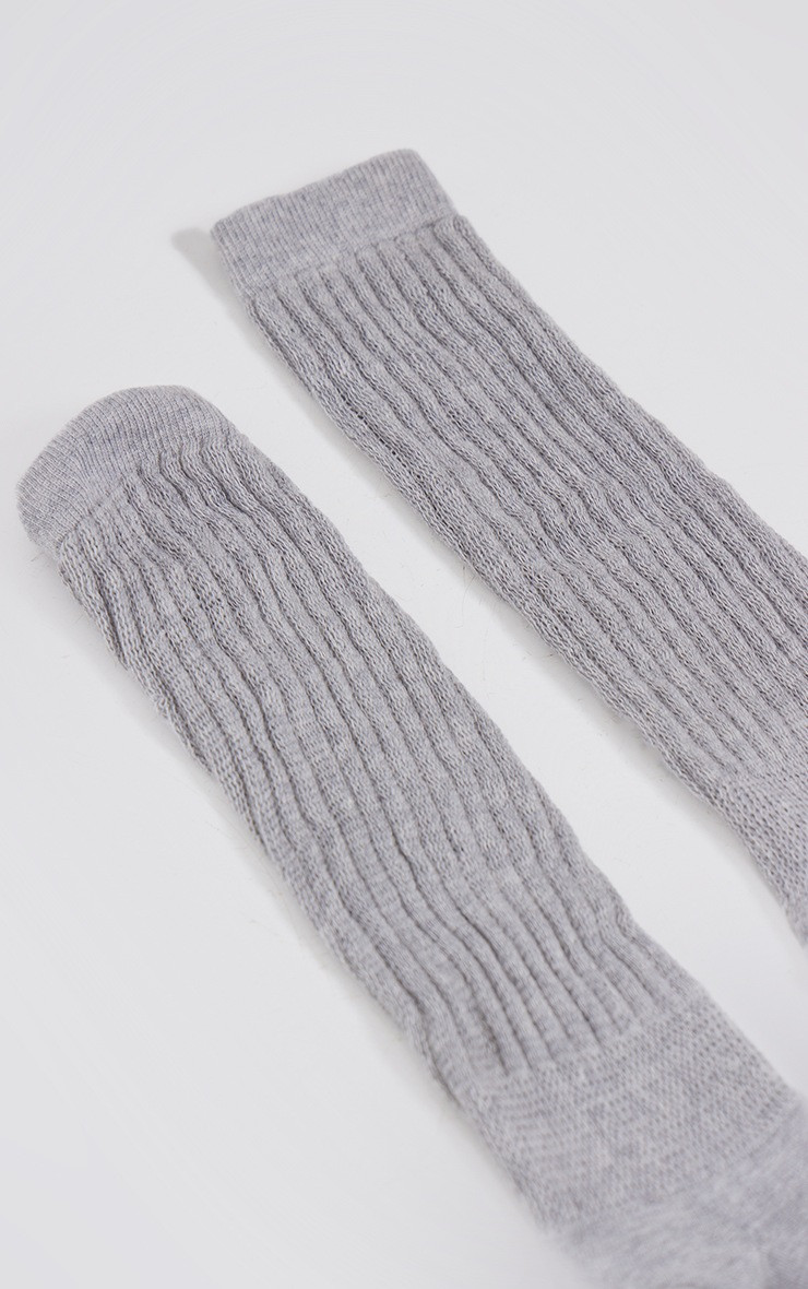 Grey Chunky Knitted Slouchy Socks | PrettyLittleThing UK