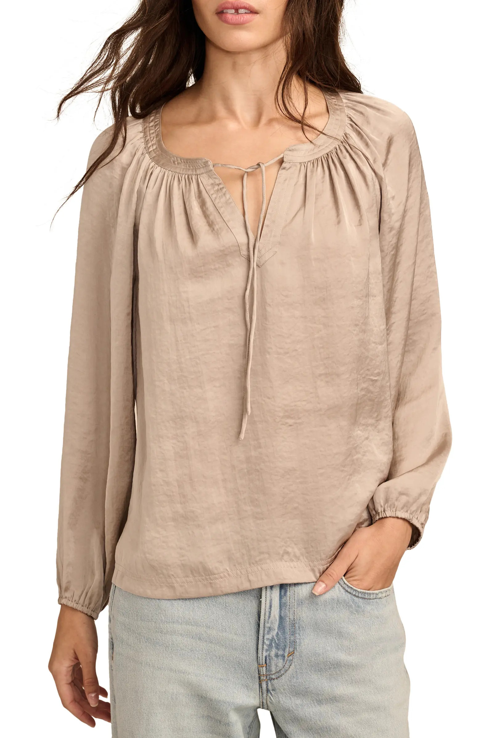 Lucky Brand Notch Neck Peasant Top | Nordstrom | Nordstrom