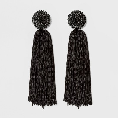 SUGARFIX by BaubleBar Beaded Studs Tassel Drop Earrings - Black | Target