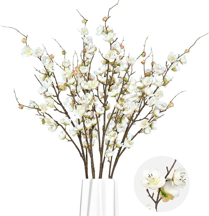 Waipfaru 4 Pcs Faux Cherry Blossom Branches, 36'' Cherry Blossom Tree Decor with Long Stems, Arti... | Amazon (US)