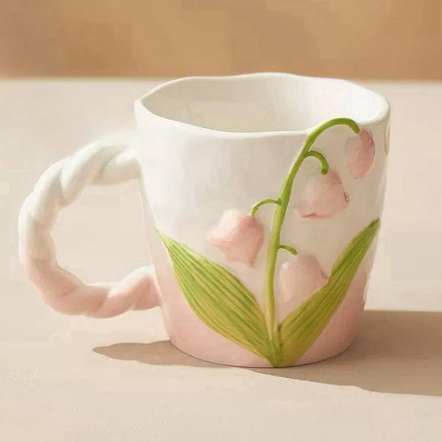 Flower Mugs with Handle, Cute Ceramic Coffee Teacups for Women, Floral Girly Mugs for Christmas, ... | Amazon (US)