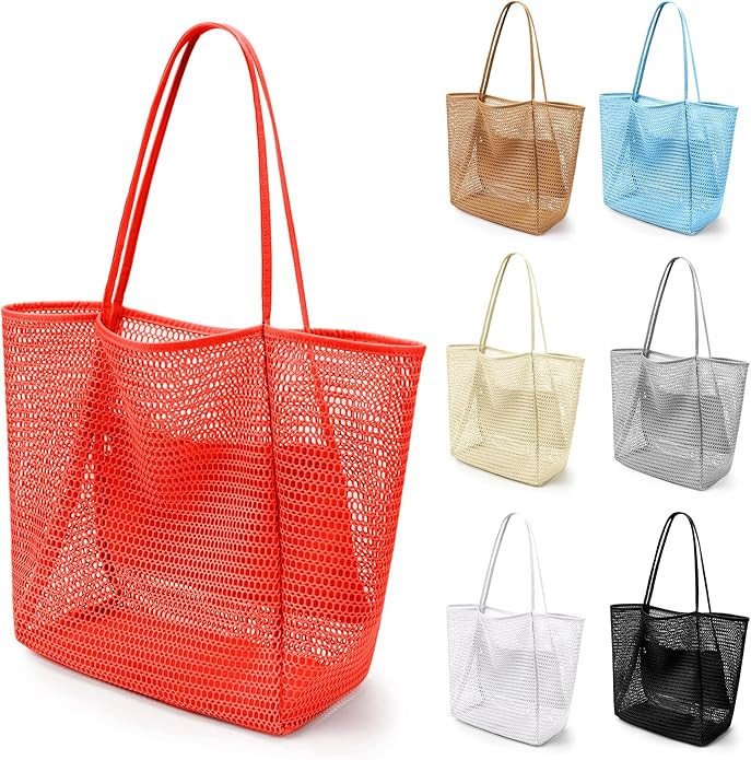 VOROLO Mesh Tote Beach Bag,Women Fairycore Hobo Bag,Shoulder Bag,Soft Summer Casual Crochet Bags | Amazon (US)