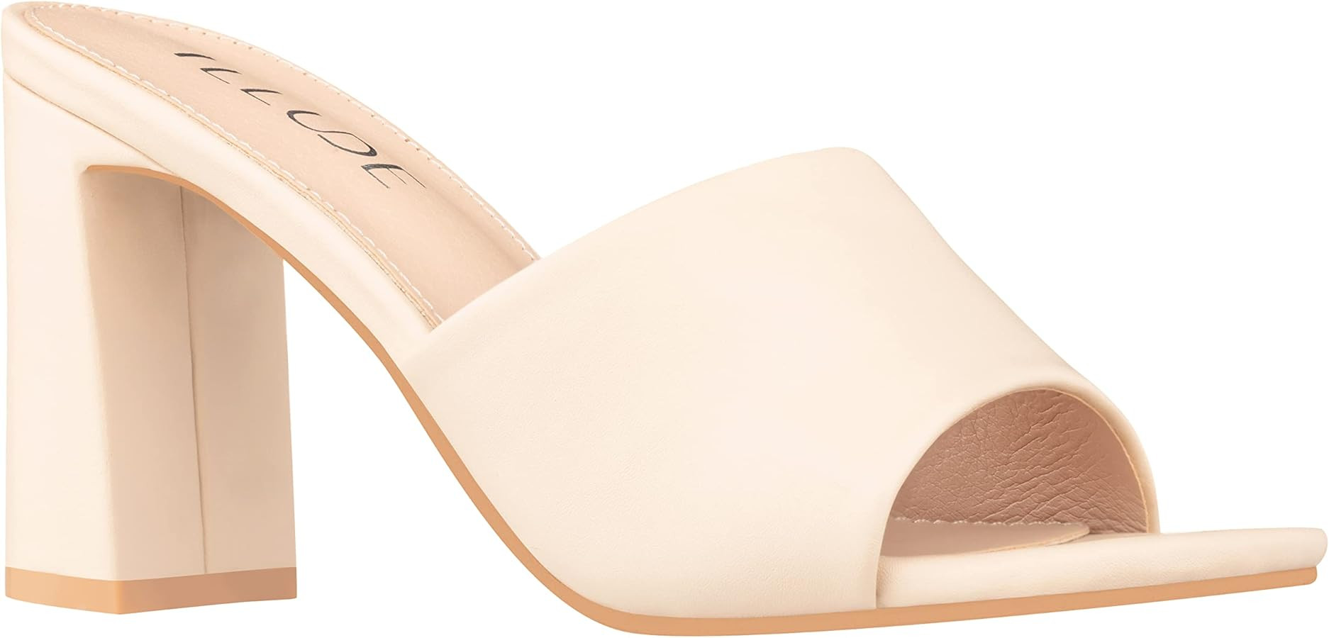 ILLUDE Women’s Block Heel Single Strap Square Toe Heeled Sandal Slip On Mule - Demi - Demi | Amazon (US)