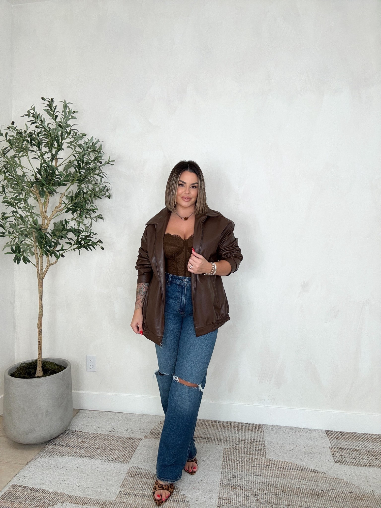 The perfect date night jeans are the 90s relaxed. They look amazing on the booty. Fitted in the hip and thigh area and slightly relaxed below the knee. I do curve love which gives you extra 2 inches in the hips and thigh area.
Size 31L ( use code DENIMAF for extra 15% off now until 2/2 on Abercrombie. 
Corset xl 
Jacket xxl 


#LTKMidsize #LTKSaleAlert #LTKValentine