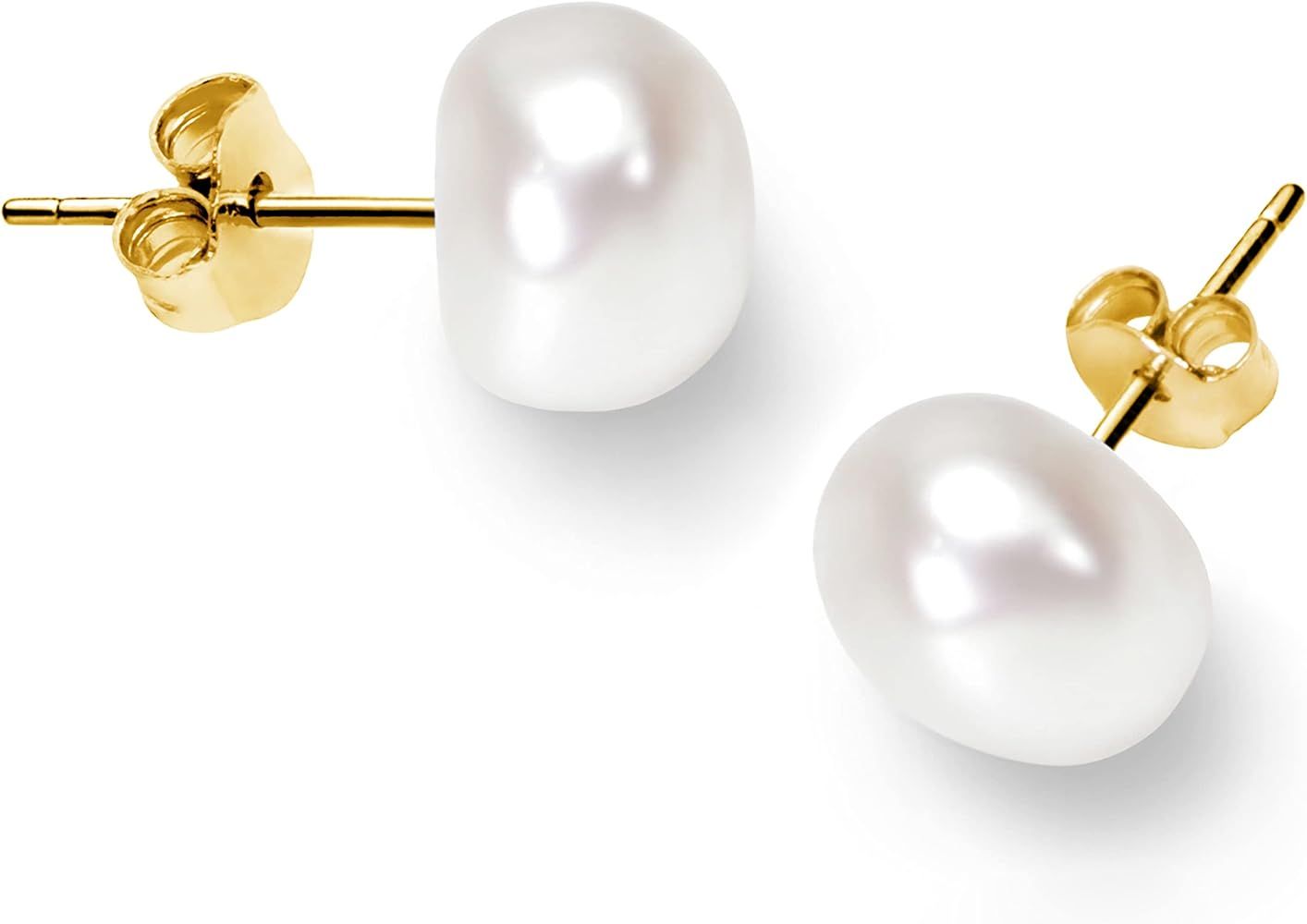 BURLAP LIFE Freshwater Real Pearl Stud Earrings Quality Pearl Earrings for Women | Amazon (US)