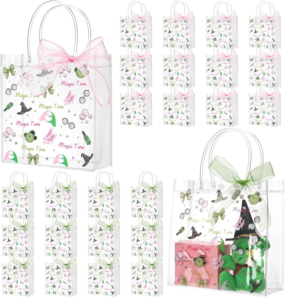Sweetude 24 Pack Witch Party Gift Bags with Ribbon Bow Witch Party Favors PVC Clear Gift Goodie B... | Amazon (US)
