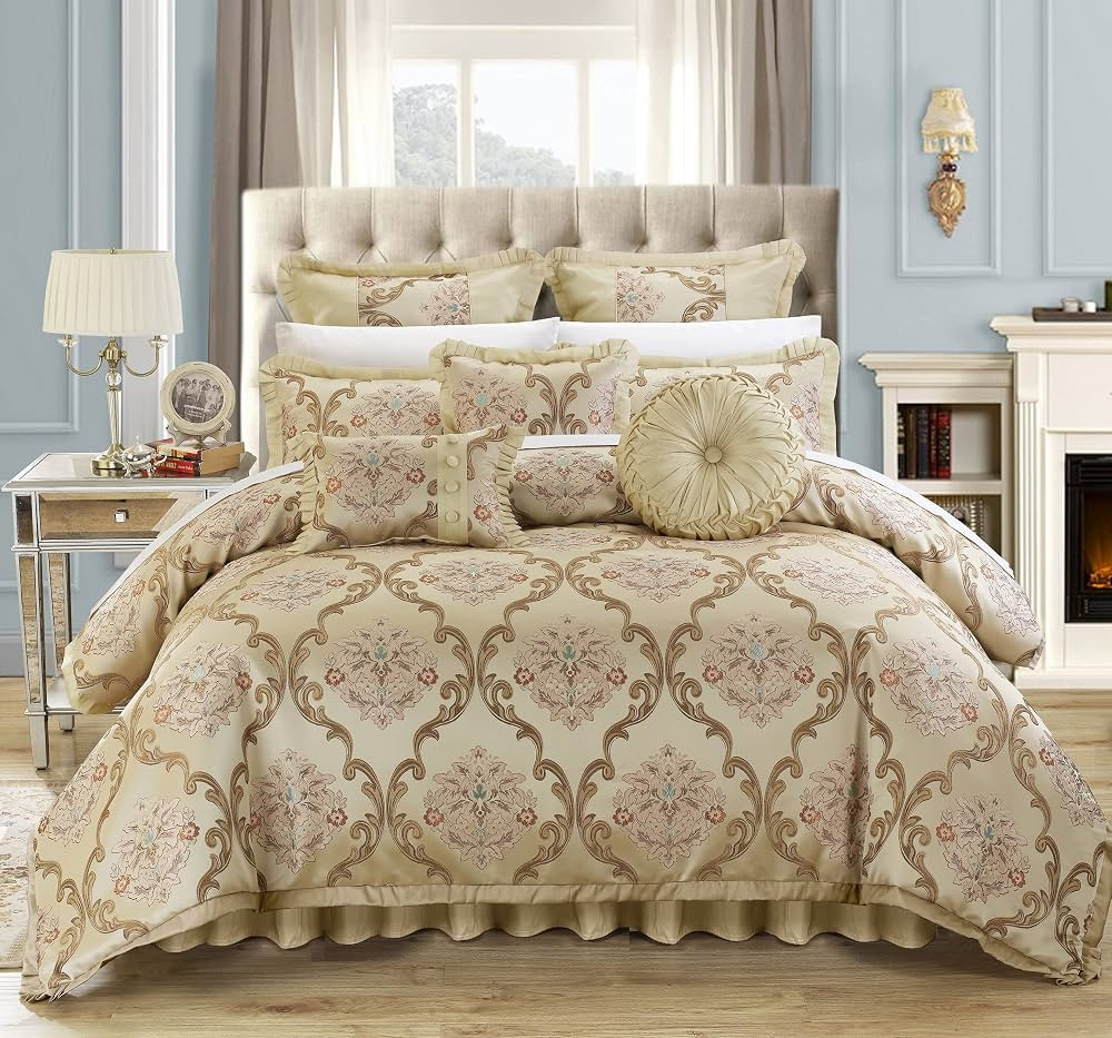 Chic Home - CS4610-AN 9 Piece Aubrey Decorator Upholstery Comforter Set and Pillows Ensemble, Kin... | Amazon (US)