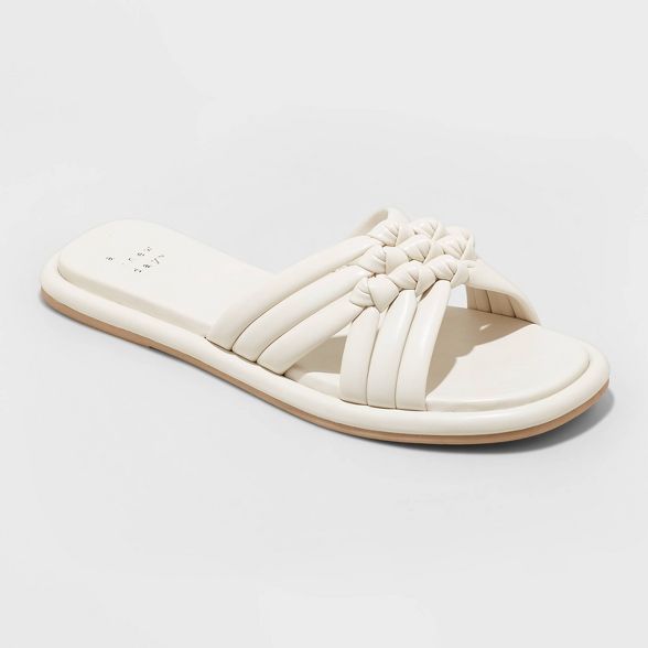 Women&#39;s Dulce Padded Knot Slide Sandals - A New Day&#8482; White 9 | Target