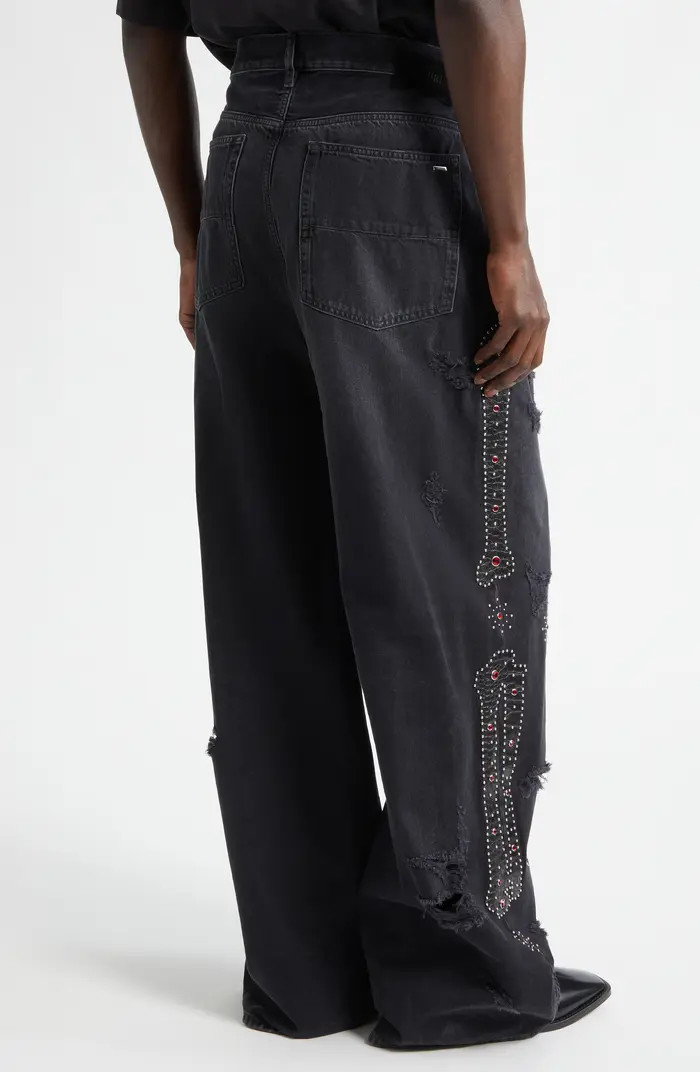 Bones Studded Rip & Repair Baggy Jeans | Nordstrom