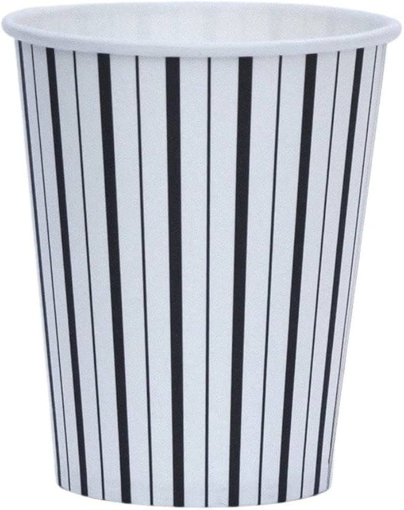 Amazon.com: Black and White Fine Stripes Cups (Set of 8) | Black Striped Party Cups | Black Strip... | Amazon (US)