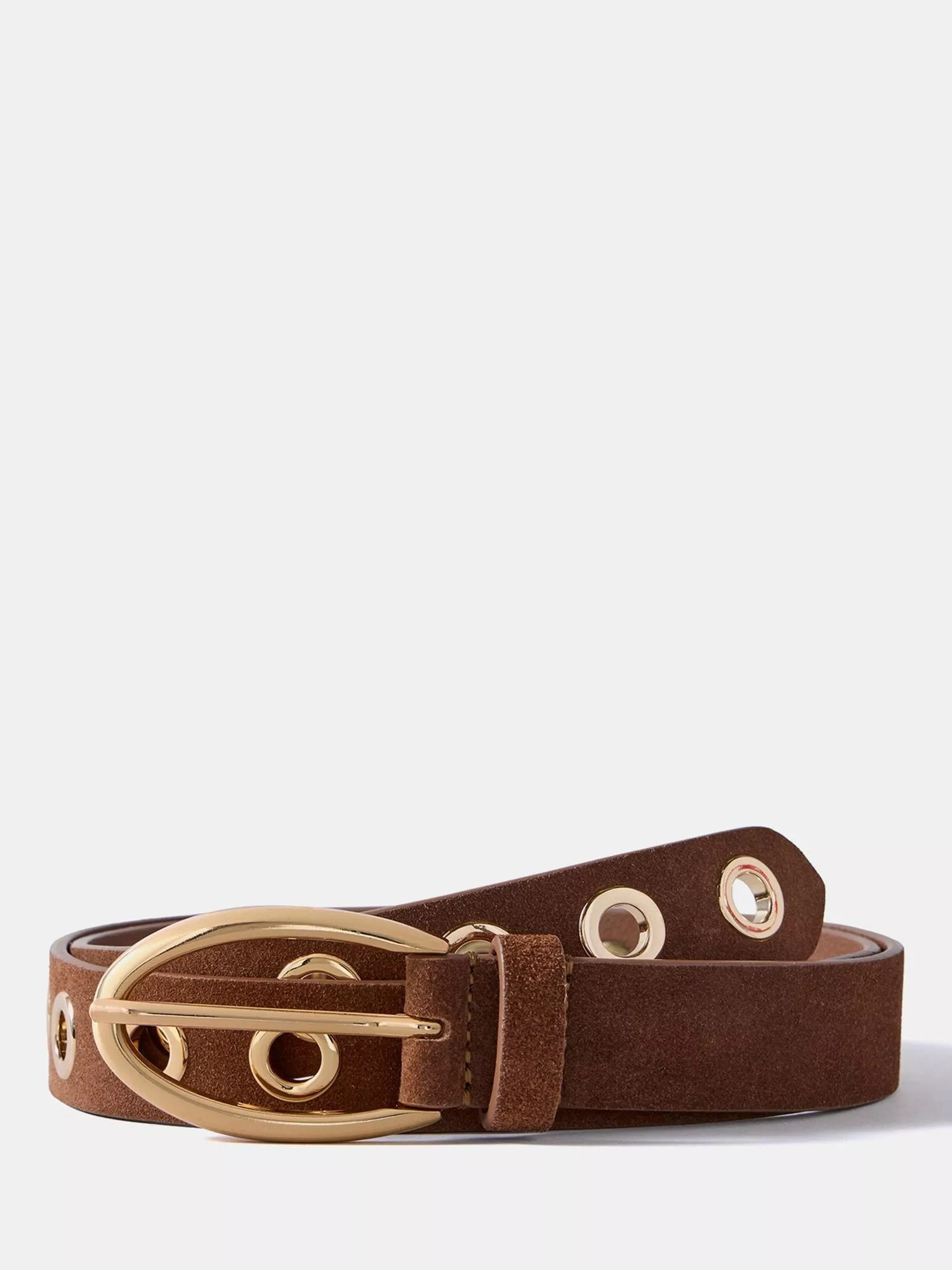 Eyelet Pure Suede Belt, Brown Tan | John Lewis (UK)