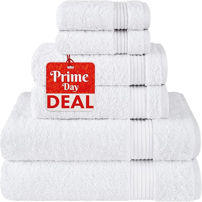 Cotton Paradise 6 Piece Towel Set, 100% Cotton Soft Absorbent Turkish Towels for Bathroom, 2 Bath... | Amazon (US)