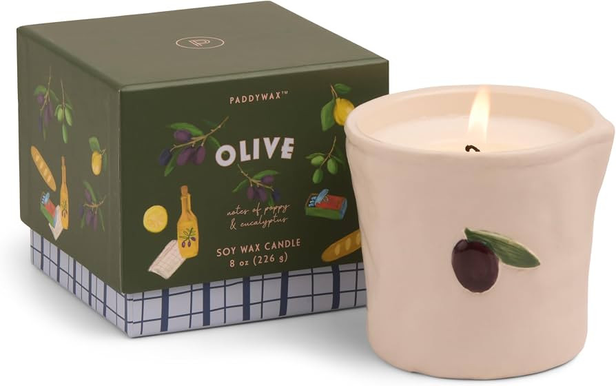 Paddywax Bistro Hand Painted Scented Candle, Fig & Olive, 8 oz | Amazon (US)