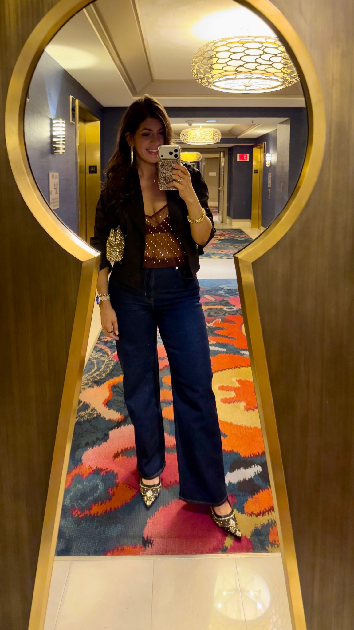 What I wore for our anniversary dinner because I forgot to pack my dress 
Sheer top-m/l
Wide leg jeans-29 (size up if in between)
Cropped trench- medium 

#LTKMidsize #LTKTall #LTKOver40