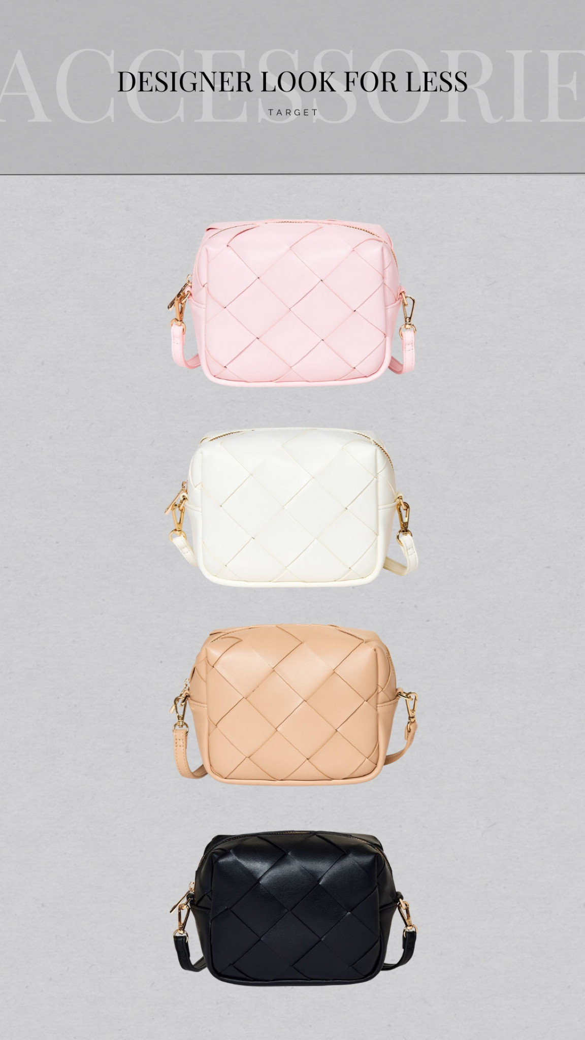 I cant believe these designer look got less crossbody bags are only $25! They come in the cutest colors ✨🤍 #target #targetfind #designer #lookforless #save #splurge #spring #springhandbag #crossbody #pinkbag #creambag #blackbag #tanbag

#LTKfindsunder50 #LTKMostLoved #LTKfindsunder100