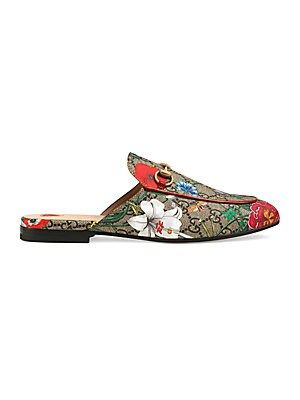 Princetown GG Floral Slippers | Saks Fifth Avenue