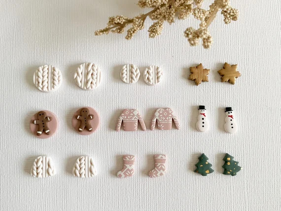 Christmas stud earrings, build your own stud pack, clay Christmas studs, Christmas gifts for teen... | Etsy (US)