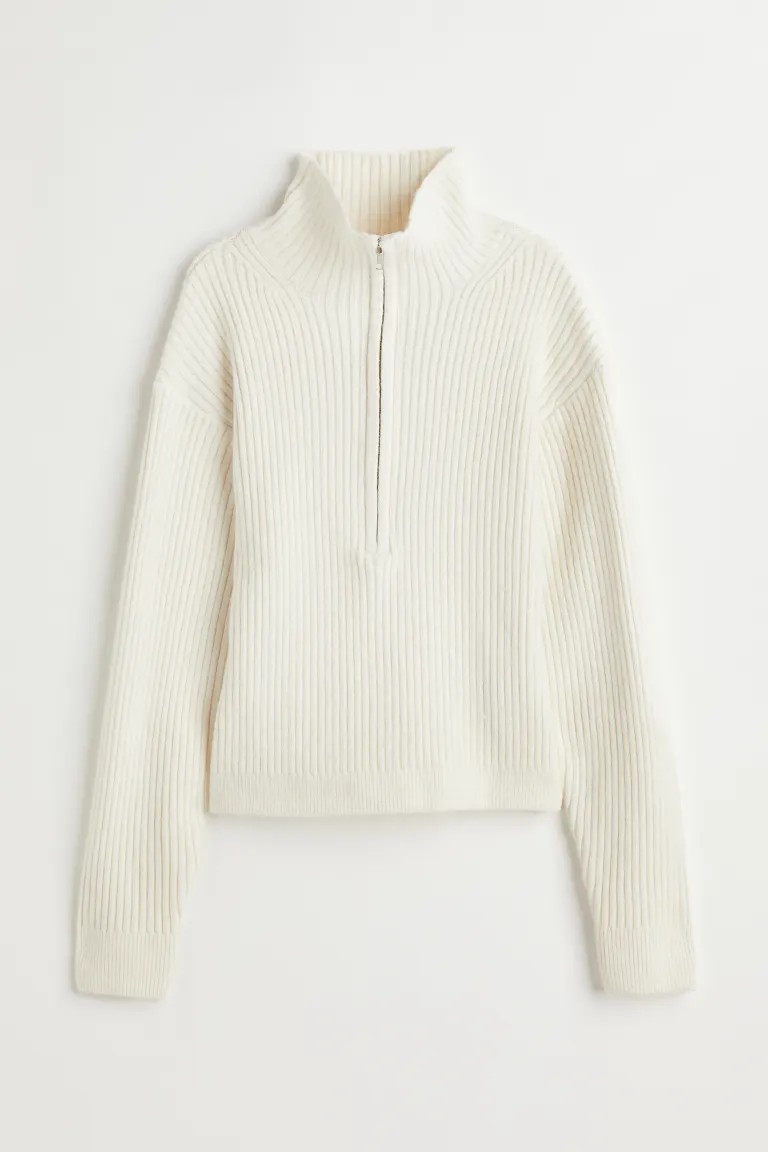 Ribbed Half-zip Mock Turtleneck Sweater | H&M (US + CA)