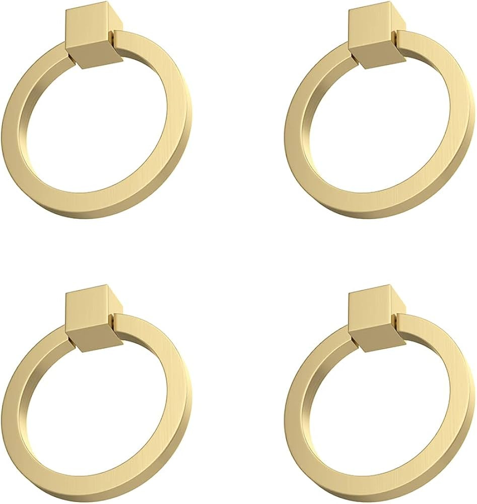 RZDEAL 4Pcs 2.0" x 1-7/8" Solid Brass Pulls for Dresser Drawer Ring Pulls Furniture Hardware Brus... | Amazon (US)