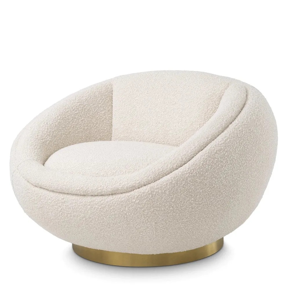 Swivel Chair Bollinger Boucle Cream | France and Son