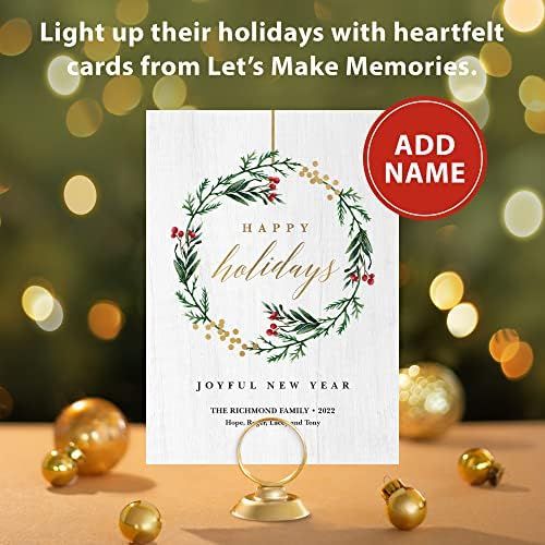 Let's Make Memories Personalized Rustic Wreath Holiday Photo Card 5x7 Premium Quality (Christmas Car | Amazon (US)