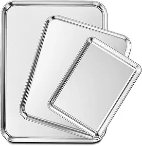 Wildone Baking Sheet Set of 3, Stainless Steel Cookie Sheet Baking Pan, 9/12/16 Inch, Non Toxic &... | Amazon (US)