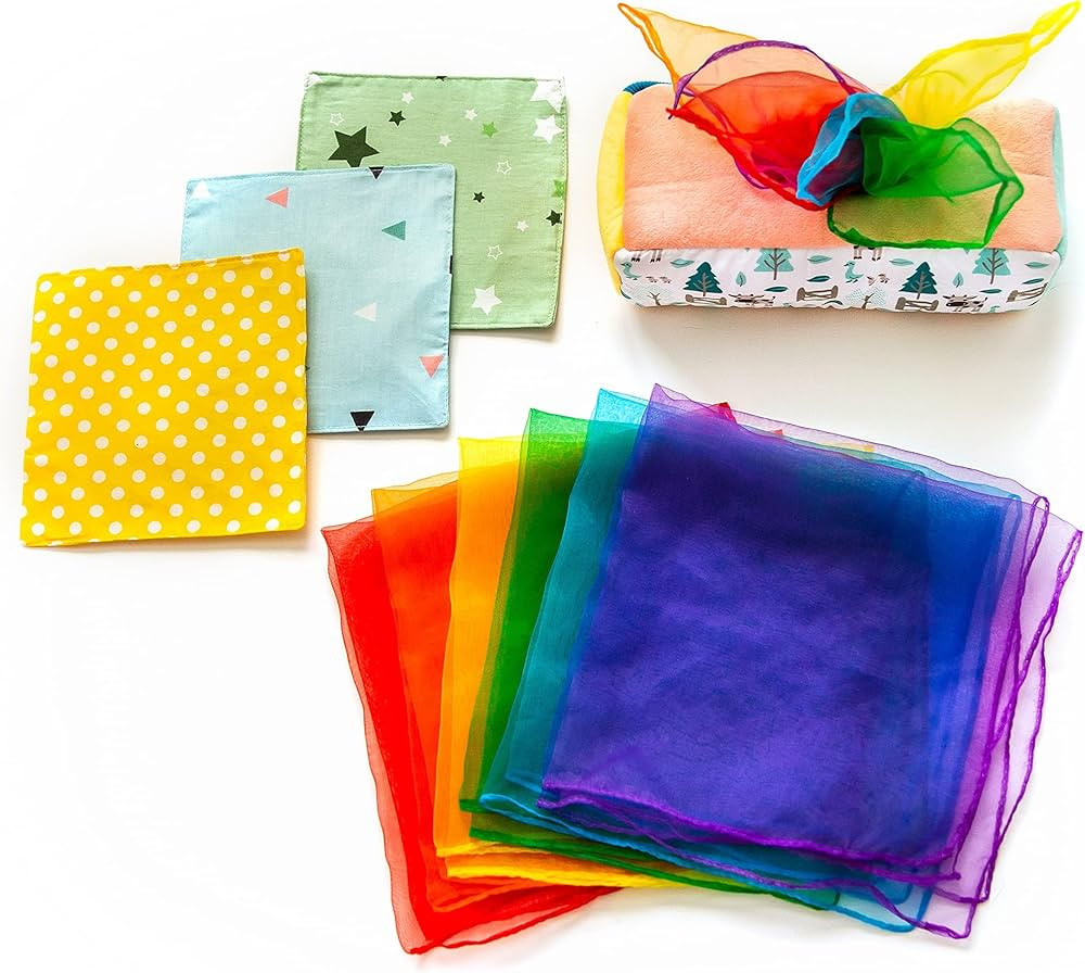 Baby Tissue Box Toy - Montessori Play for Infants and Toddlers - Sensory Textured Box with 12pcs ... | Amazon (US)
