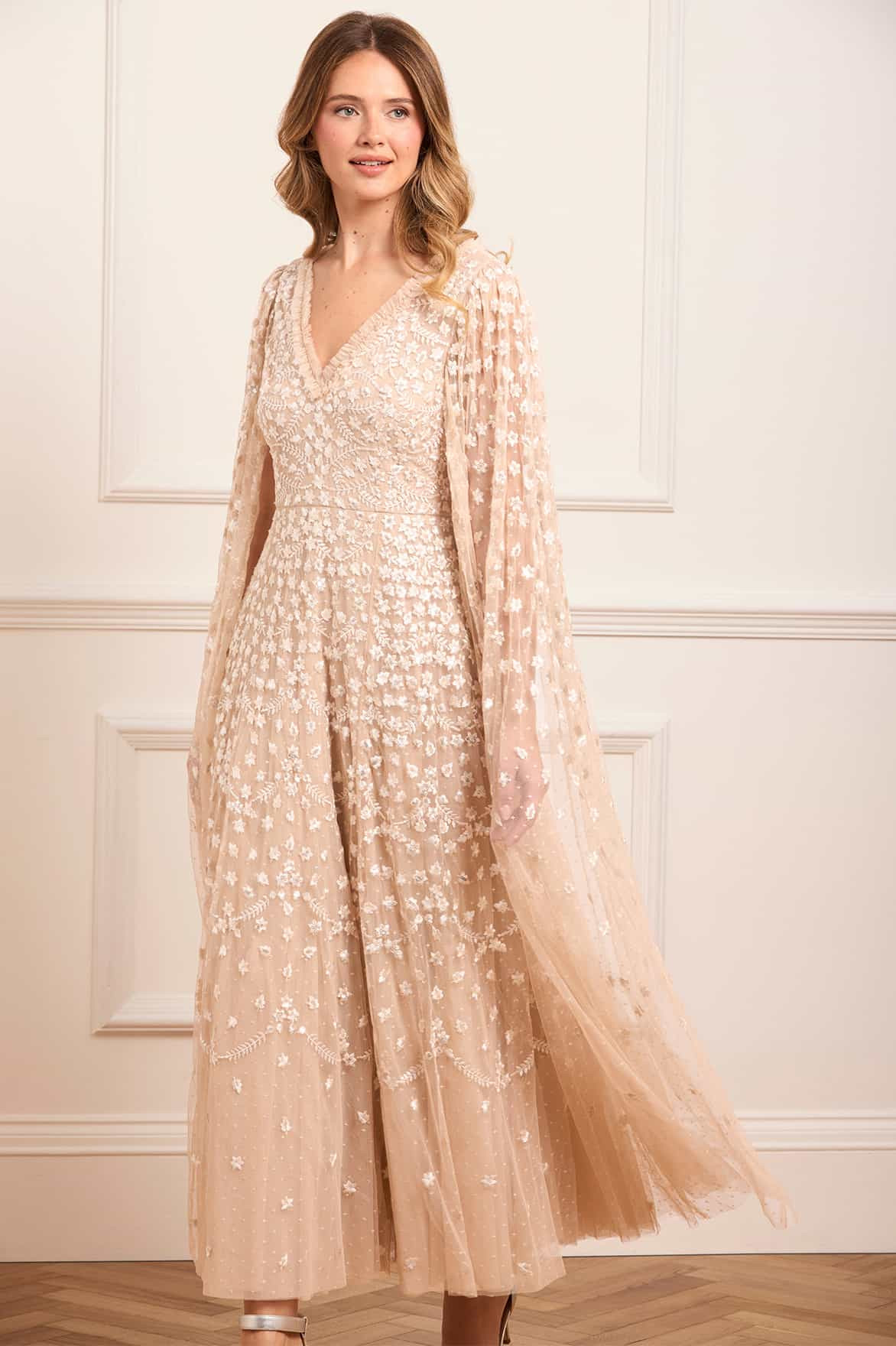 Clover Cape Sleeve Ankle Gown | Needle & Thread