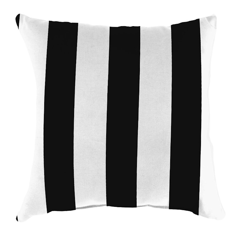 Providence Black Awning Stripe Oversized Square Outdoor Throw Pillow, 20" | At Home