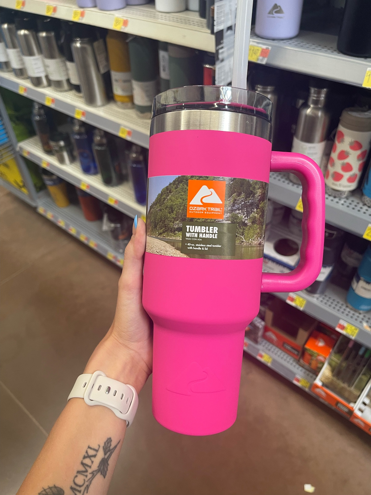 Ozark Trail 40 oz Vacuum Insulated Stainless Steel Tumbler Hot Pink