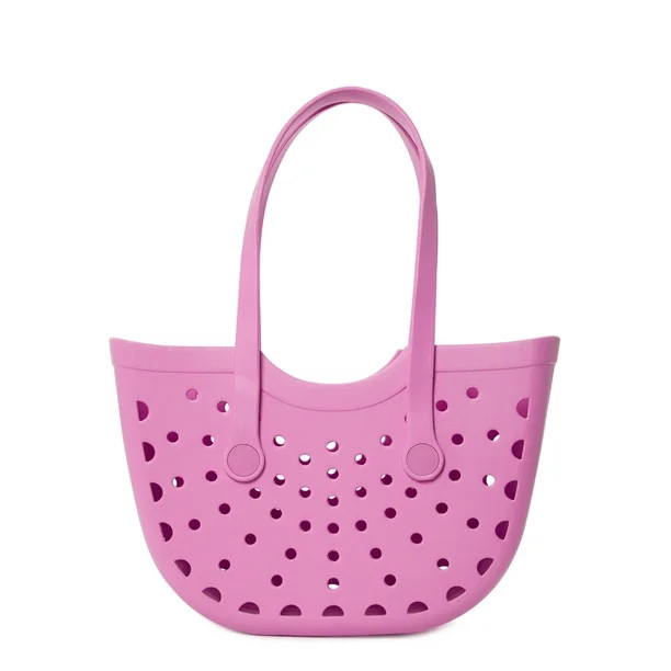 Time and Tru Women’s Molded Beach Tote Bag Fleur | Walmart (US)